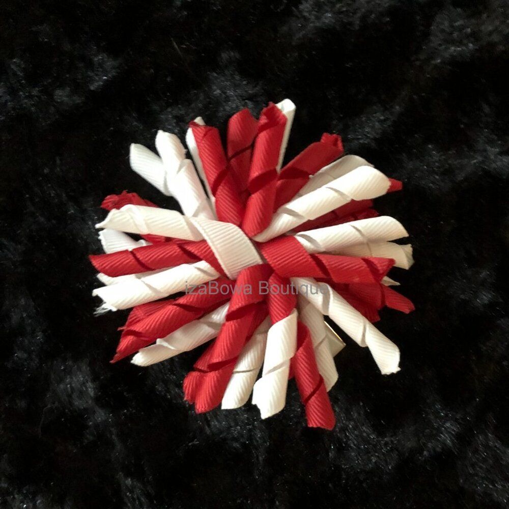 Red & White Korker Bow   4B2030  Handmade NWT Boutique